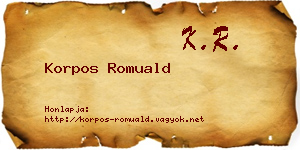 Korpos Romuald névjegykártya